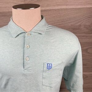 B. Draddy Striped Performance Golf Polo – Mint Green – Size L
